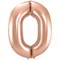 Folat Rosegold Cijfer '0' Folie Ballon 86cm