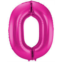 Folat Fuchsia Cijfer '0' Folie Ballon 86cm