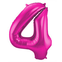 Folat Fuchsia Cijfer '4' Folie Ballon 86cm