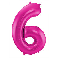 Folat Fuchsia Cijfer '6' Folie Ballon 86cm