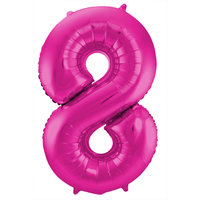 Folat Fuchsia Cijfer '8' Folie Ballon 86cm