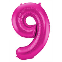Folat Fuchsia Cijfer '9' Folie Ballon 86cm
