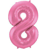 Folat Metallic Mat Roze Cijfer '8' Folie Ballon 86cm