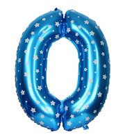 Blauw met Sterren Cijfer '0' Folie Ballon 40cm