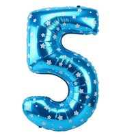 Blauw met Sterren Cijfer '5' Folie Ballon 40cm