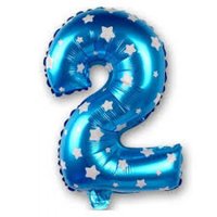 Blauw met Sterren Cijfer '2' Folie Ballon 40cm
