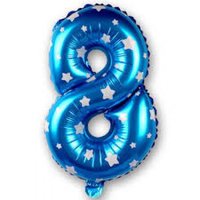 Blauw met Sterren Cijfer '8' Folie Ballon 40cm