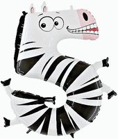 Dieren Zebra Cijfer '5' Folie Ballon 40cm