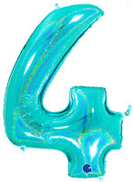 Grabo Glitter Tiffany Cijfer '4' Folie Ballon 101cm