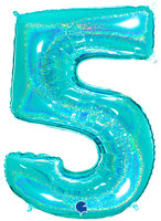 Grabo Glitter Tiffany Cijfer '5' Folie Ballon 101cm
