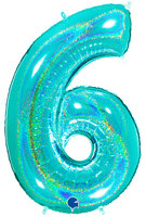 Grabo Glitter Tiffany Cijfer '6' Folie Ballon 101cm