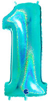 Grabo Glitter Tiffany Cijfer '1' Folie Ballon 101cm