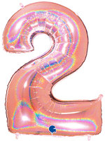 Grabo Glitter RoseGold Cijfer '2' Folie Ballon 101cm
