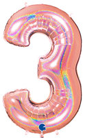 Grabo Glitter RoseGold Cijfer '3' Folie Ballon 101cm