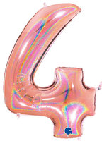 Grabo Glitter RoseGold Cijfer '4' Folie Ballon 101cm