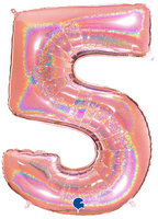 Grabo Glitter RoseGold Cijfer '5' Folie Ballon 101cm