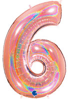 Grabo Glitter RoseGold Cijfer '6' Folie Ballon 101cm