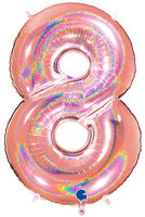 Grabo Glitter RoseGold Cijfer '8' Folie Ballon 101cm