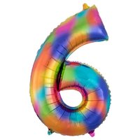 Anagram Regenboog Cijfer '6' Folie Ballon 86cm