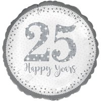 Zilver '25 Happy Years' Jubileum Folie Ballon 45cm