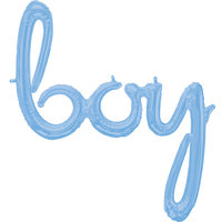 Pastel Blauw Script 'Boy' Letters Folie Ballon 81cm