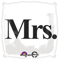 Zwart Wit 'Mrs' Vierkant Folie Ballon 45cm