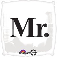 Zwart Wit 'Mr' Vierkant Folie Ballon 45cm