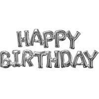 Zilver 'Happy Birthday' Letters Folie Ballon 76cm