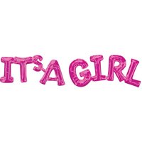 Roze 'It's A Girl' Letters Folie Ballon 50cm