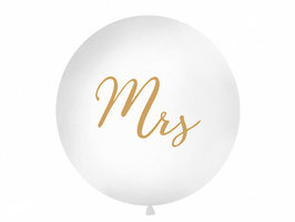 Wit met Gouden 'Mrs' Latex Ballon 90cm