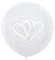 Parelmoer Wit Verbonden Harten Latex Ballon 90cm
