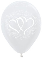 Parelmoer Wit Verbonden Harten Latex Ballonnen 30cm 25st