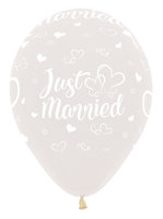 Transparant 'Just Married' Harten Latex Ballonnen 30cm 25st