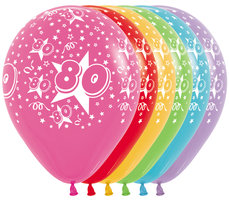 Gekleurd Assorti. met Sterren '80' Latex Ballonnen 30cm 25st