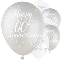Zilver en Ivoor '60 Anniversary' Latex Ballonnen 30cm 5st