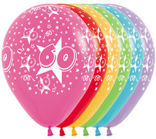 Gekleurd Assorti. met Sterren '60' Latex Ballonnen 30cm 25st