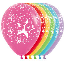 Gekleurd Assorti. met Sterren '30' Latex Ballonnen 30cm 25st