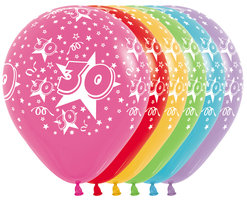 Gekleurd Assorti. met Sterren '30' Latex Ballonnen 40cm 25st