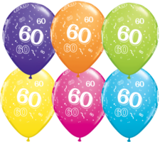 Assorti. Regenboog Feest '60' Latex Ballonnen 30cm 25st