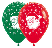 Sempertex Rood en Groen Assorti. Merry Christmas Latex Ballonnen 30cm 25st