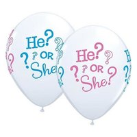 Wit met Roze en Blauw 'He or She?' Latex Ballonnen 30cm 25st