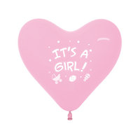 Roze Hart 'It's A Girl!' Latex Ballonnen 30cm 12st