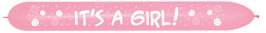 Roze 'It's A Girl' Link-O-Loon Latex Ballonnen 152cm 3st
