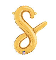 Goud Script Letter 'S' Folie Ballon 36cm