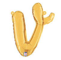 Goud Script Letter 'V' Folie Ballon 36cm