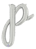 Zilver Script Letter 'P' Folie Ballon 60cm