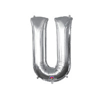 Zilver Letter 'U' Folie Ballon 40cm