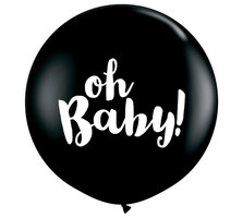 Zwart 'Oh Baby' Jumbo Latex Ballon 90cm 2st