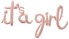 RoseGold Script 'It's A Girl' Letters Folie Ballon 73cm