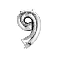 Zilver Cijfer '9' Folie Ballon 40cm